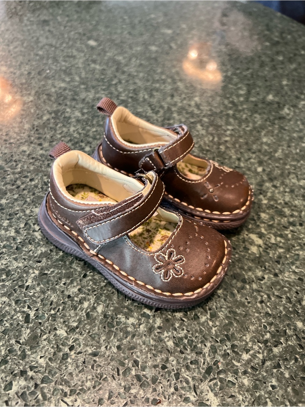 OshKosh B'gosh Brown Floral Cutout Mary Jane Toddler Shoes